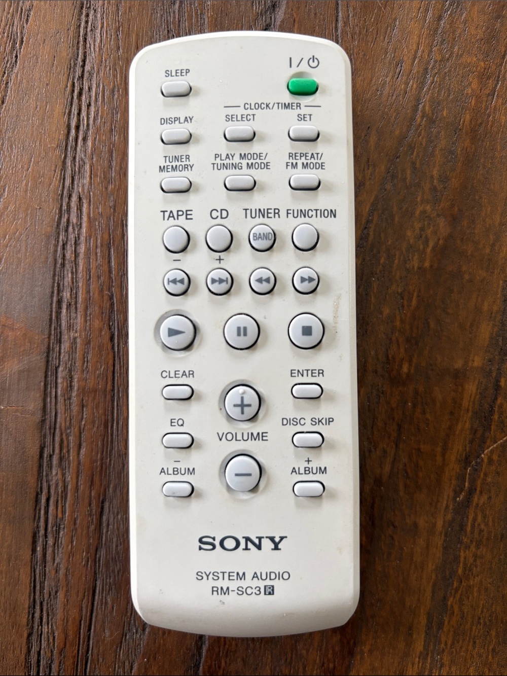 Sony Off-White Remote Control with Green Power Button